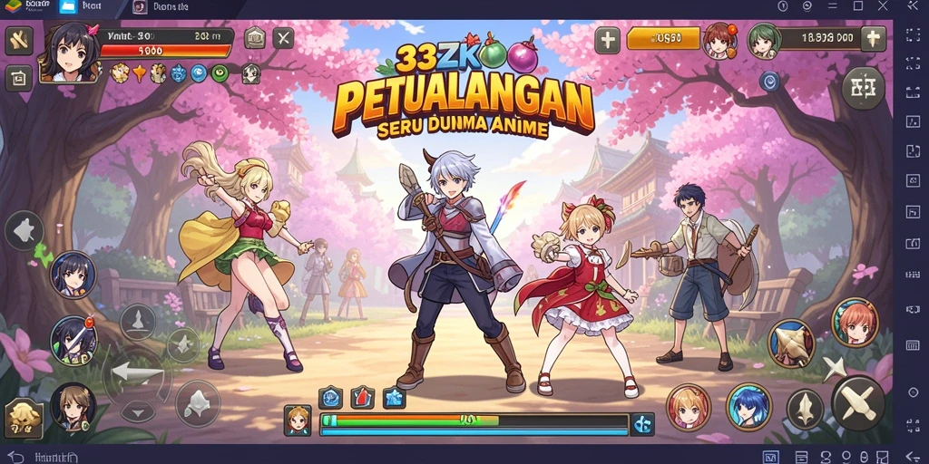 Tampilan gameplay <strong>33ZK</strong> dengan karakter-karakter anime yang ikonik.