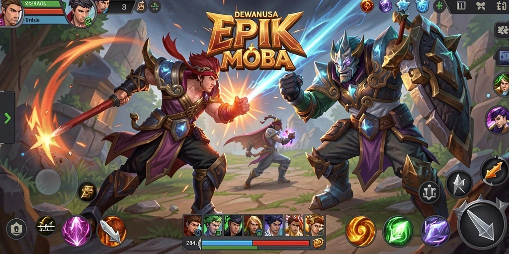 Tangkapan layar gameplay MOBA DEWANUSA yang menarik dan mendebarkan.