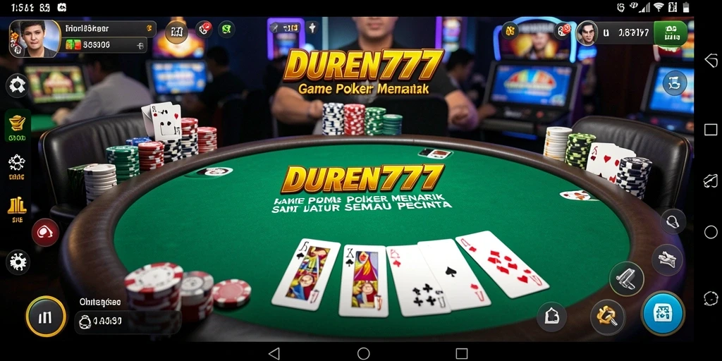 Tampilan gameplay poker seru dan interaktif di DUREN777.