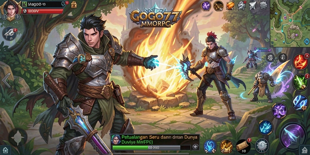 Tampilan screenshot <strong>GOGO77</strong> menampilkan aksi seru dalam permainan MMORPG.