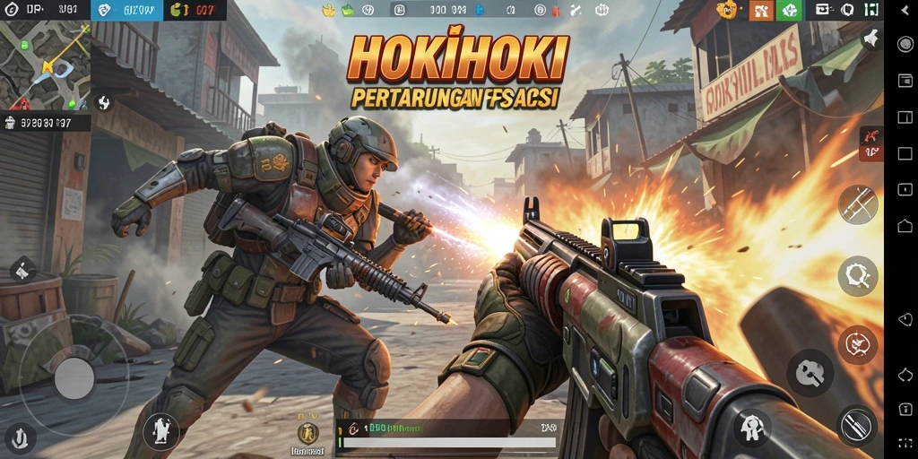 Tangkapan layar menampilkan aksi intens dalam gameplay HOKIHOKI.