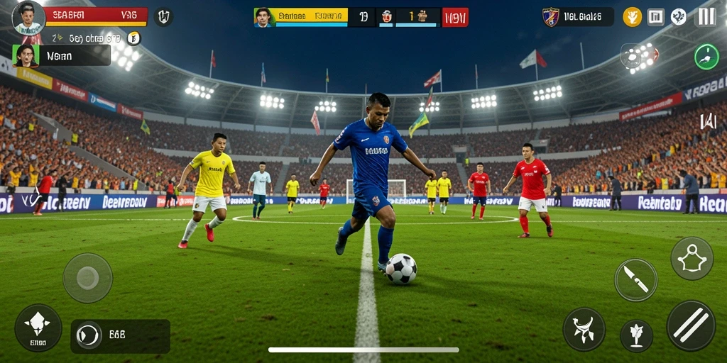 Gameplay V98 yang menegangkan dengan aksion pemain di lapangan.