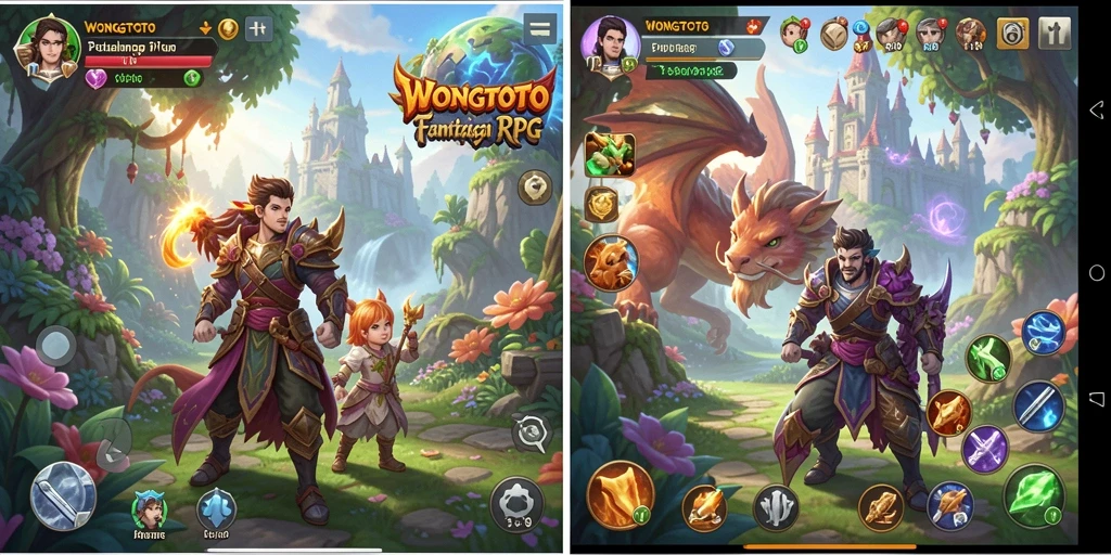 Screenshot gameplay WONGTOTO yang menunjukkan aksi petualangan RPG.